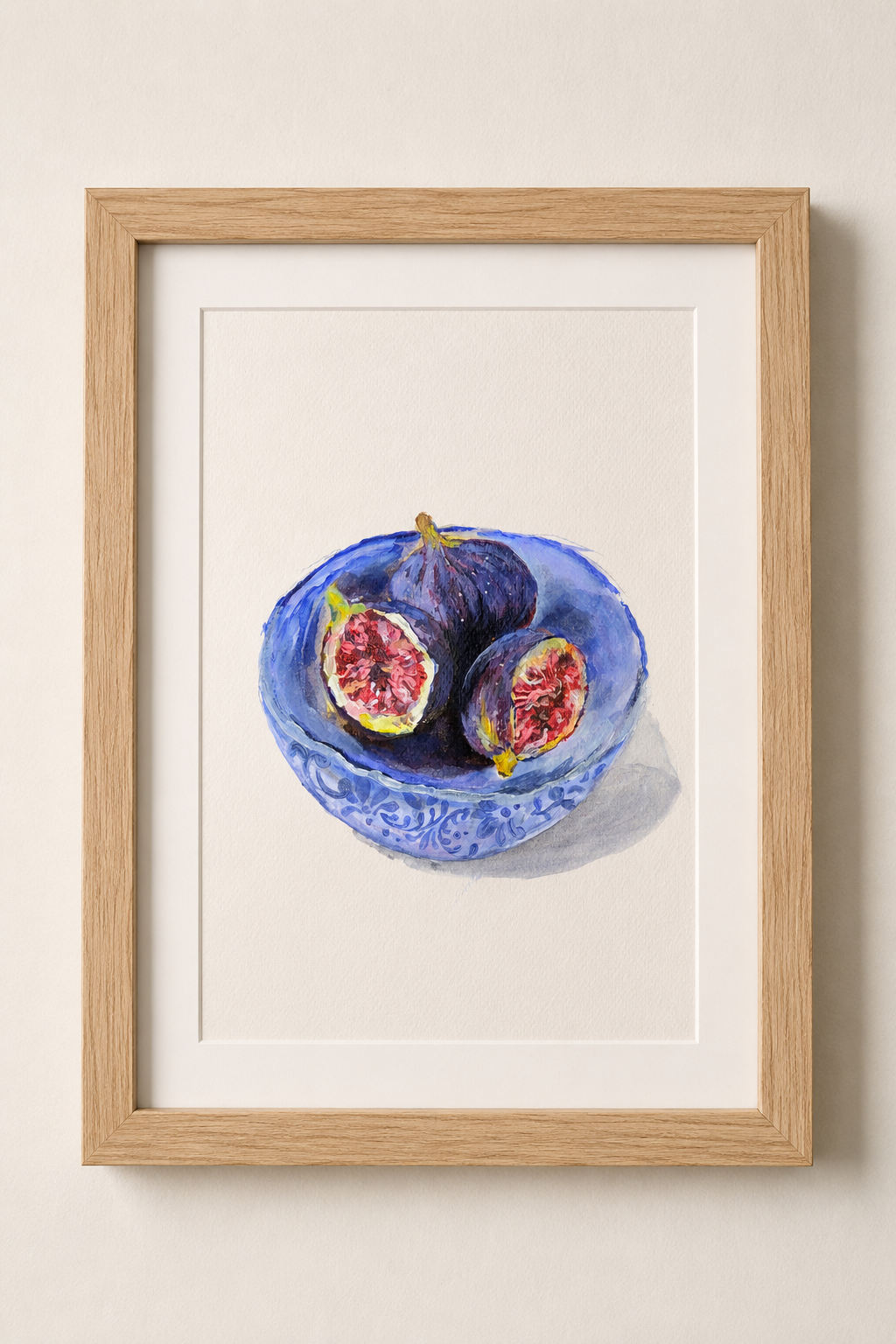 Blue Fig Bowl | Original Acrylic Painting framed