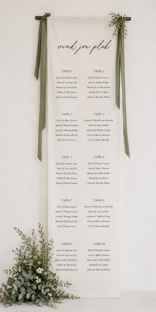 Tafelplasings / Seating chart (1-12 tables)