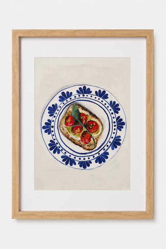 Tomato Toast Plate | Original Acrylic Painting